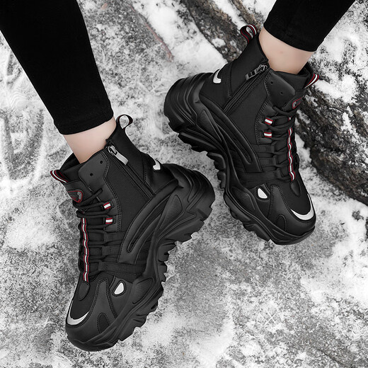 Yijiabao Schneestiefel für Frauen im Winter plus Samt warme Baumwollschuhe Marke Frauenschuhe Vielseitige Schuhe für Frauen 2025 neue Vater Schuhe erhöht 38 empfohlen, eine größere Größe zu nehmen