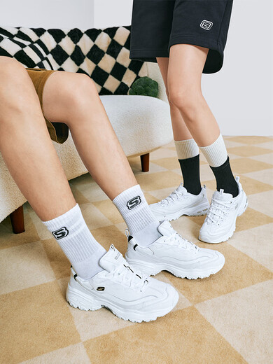 
Skechers women's shoes autumn and winter small white shoes heightening daddy shoes thick sole shoes sports shoes panda shoes [Silver] 11979-WSL 36