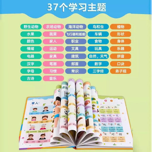 广爱儿童早教03-6充电中英文电子书识点读学习机宝宝拼音有声读物 37个主题-早教启蒙发声书-充电