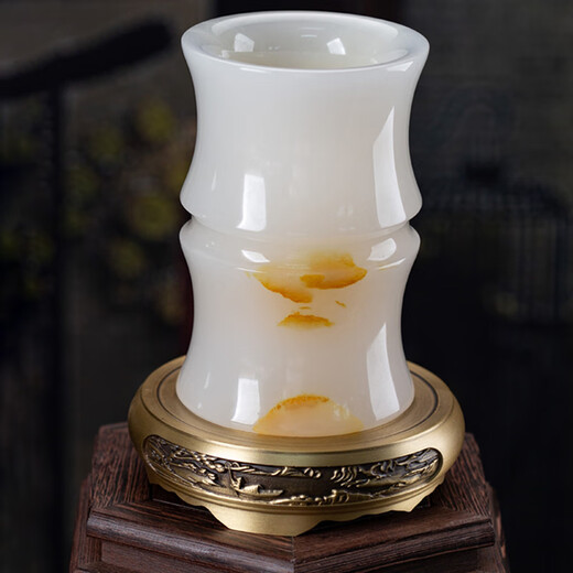 Platinum Xixi Natural Jade Pen Holder Шаг за шагом к высококачественным офисным настольным украшениям.