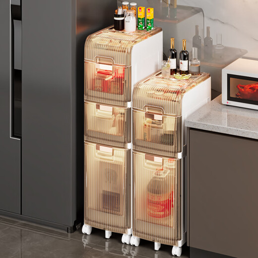 Quanshi bathroom sandwich storage rack gap waterproof storage cabinet bathroom wide drawer-type storage rack storage cabinet 25cm wide 3 layers