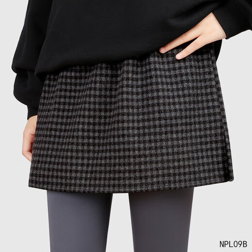 New Fiona Butt Curtain Women's Hem Covering Buttocks Bottoming Artifact for Layering in Autumn and Winter Thickened Plaid Shark Pants Loose Skirt Black and Gray Woolen Slit Style L 90-125Jin Jin is equal to 0.5kg