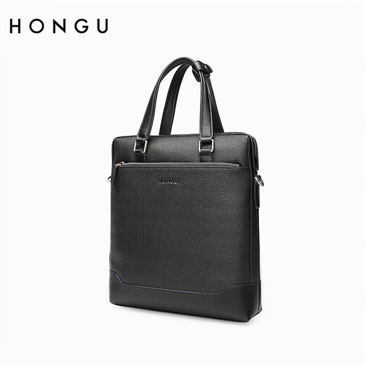
Honggu men's vertical hand-held briefcase top layer cowhide bag one shoulder diagonal cross bag business bag birthday gift for boyfriend
