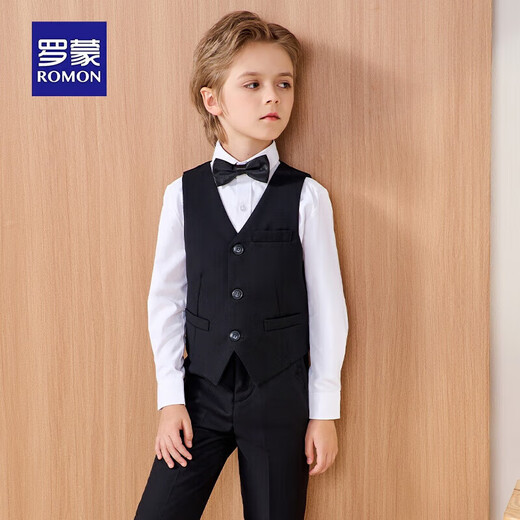 Robe pour enfants Robe Flower Boy Boy Performance Boy Host Host Black Vest Suit Long 130