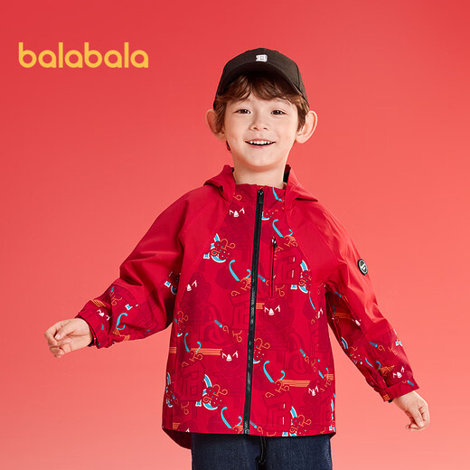 Balabala children's coat velvet New Year's greetings boys' clothing 2025 spring and autumn tops same style in shopping malls 201125105106