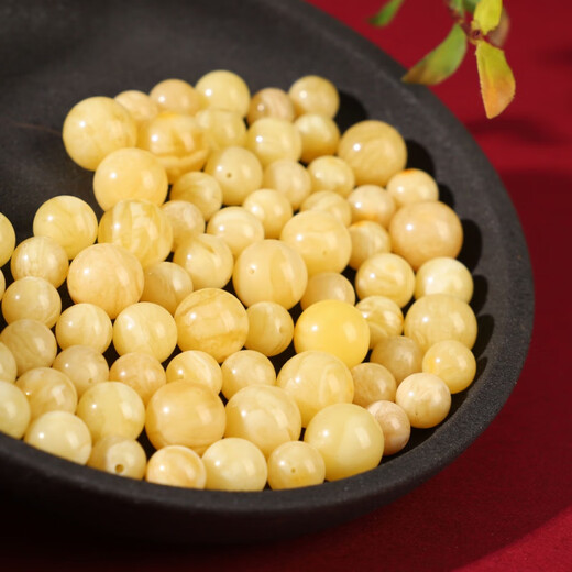 DRJEFUN natural beeswax loose beads single round bead old honey chicken fat yellow amber white flower separated beads star and moon bracelet accessories top bead carefully selected beeswax single bead (12mm single)