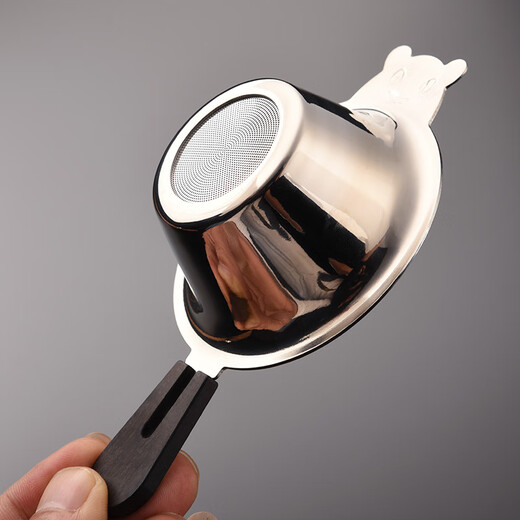 Jinge fair cup tea drain stainless steel food grade 304# filter creative tea filter tea water separation tea set accessories filter tea Panda tea drain rosewood handle + Guanshan base