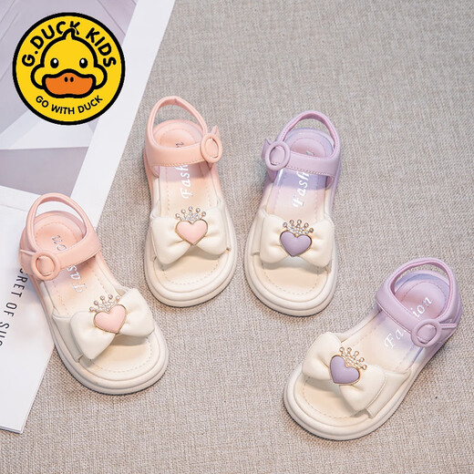 G.duck Children's Sandals Women's Summer Princess Shoes Bow 2024 Summer 7-12 Years Old Girls Little Girls Fashion Princess Sandals Purple 31 Inner Length 19.9cm