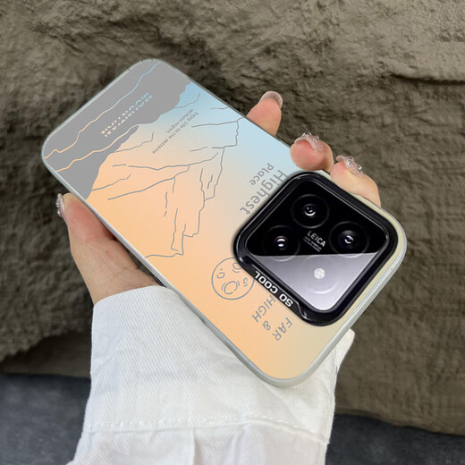 Glenn suitable for Xiaomi 14 mobile phone case xiaomi14 protective cover lens all-inclusive anti-fall creative men's and women's colorful laser case Yunding Mountain