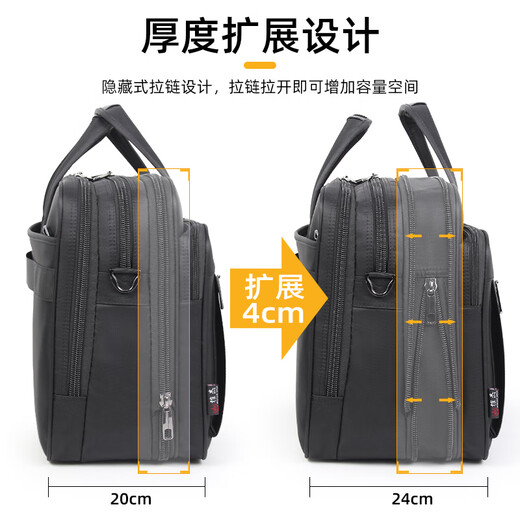 Yajie business briefcase men's canvas laptop bag large capacity Oxford document business office work crossbody business trip medium bag 15.6 inches