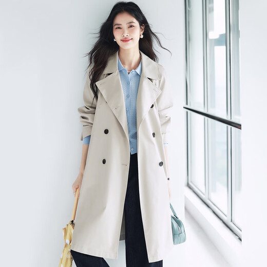 Eifli (eifini) Eifli Classic Slim Double Doubleted Small Light Light Light Light Drowh Trench для женщин 2025 Весенний новый стиль светло-коричневый L 135-145Jin [Jin равняется 0,5 кг]