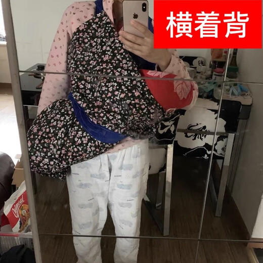 杉贝老式婴儿纯棉布双肩四川重庆云南传统后背娃式宝宝多功能背带背巾 黑兔子--双层灯芯绒有拉链开口
