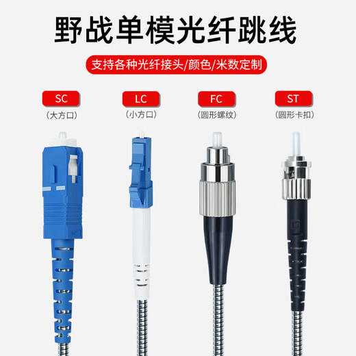 Youpuguang Telecom-grade outdoor field fiber jumper Single-mode four-core lc-sc-fc-st optical cable branch armored outdoor base station communication waterproof sun protection tail cable Field single-mode four-core LC-LC 100 meters