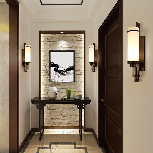 FENGLANQ new Chinese style wall lamp living room modern minimalist bedroom bedside aisle staircase hotel engineering TV background wall lamp 8787 gold