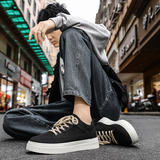 Fan Xiaoru Black Black Splaed Soled Shops Shoes Men's 2025 Nuevos deportes y zapatos casuales de skate sin desliz