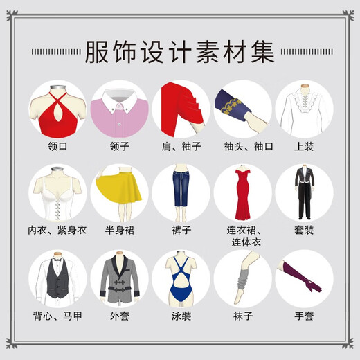 【全新正版  当天发货】男子服饰图鉴 : 1300种服装、鞋帽、包包、配饰、纹样、配色详解