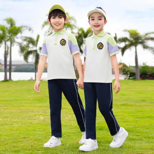 芯时代团体服初中小学生短袖长裤两件套三年级班服T恤长裤幼儿园幼师工 6627套装【短袖+长裤】 150