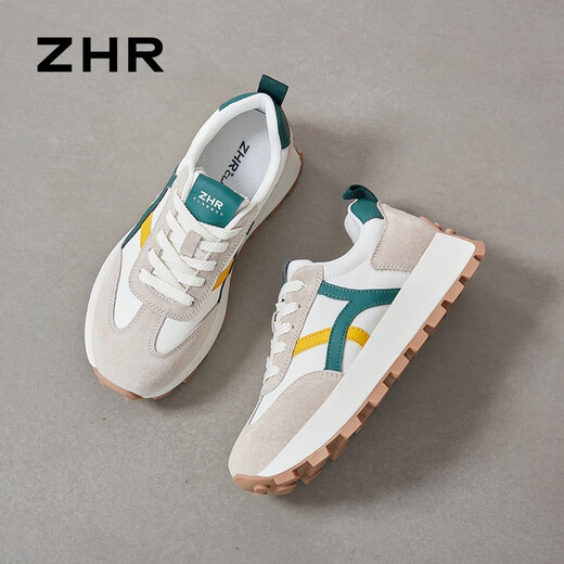 Zhr Casual Chores for Women in Automn Retro Sports Sole Sole Chaussures pour les femmes pour augmenter la hauteur et leur faire paraître des chaussures minceur pour les femmes G686 Rice Green 36