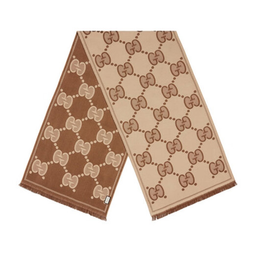 Gucci (Gucci) Women's Beige Brown Wool GG Écharpe double face 581537 3G200 9764 BEIGE 195 * 45CM