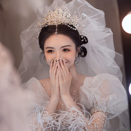 DYN皇冠新娘头饰2024新款结婚婚纱头饰皇冠高级感公主风高端大气水晶 单皇冠