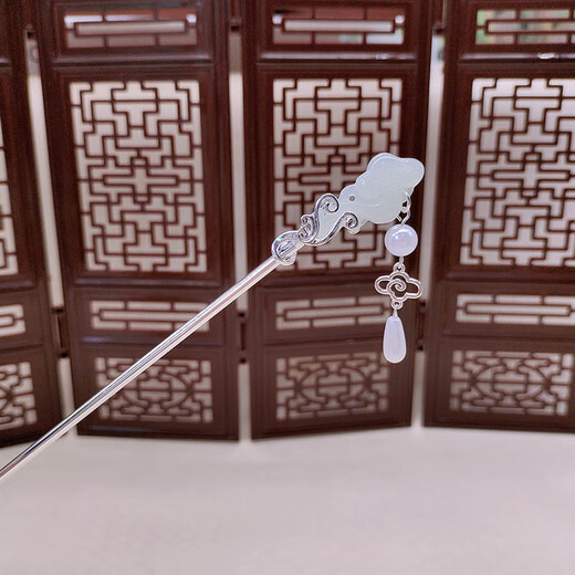 Xiangyun Jade Ruyi Tassel Hairpin Ancient Style Niche Design Hairpin Retro Hairpin Hairpin Flower Headband Hair Accessory F0827 Xiangyun Jade Ruyi-Silver