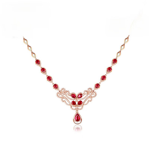Haikai Necklace Women's Pigeon Blood Ruby Necklace Luxury Jewelry Valentine's Day Birthday Gift for Wife and Girlfriend 2.42 Carat Pigeon Blood Ruby Necklace (64.5 Points Diamond)
