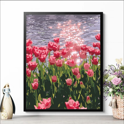 Ouoety Digital Oil Painting Blumen Landschaft Cartoon handgemalbte Füllstoff handgefertigtes Acrylölmalerei Dekoratives Malmal
