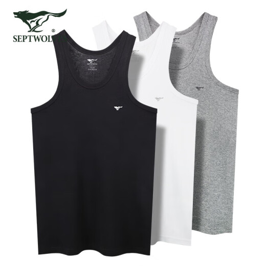 Septwolves vest men's pure cotton slim fit stretch versatile bottoming sweatshirt for men