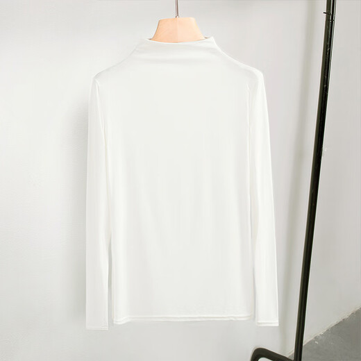 Sibaishe slim T-shirt 2026 spring new women's half-high collar with slim long-sleeved bottoming shirt