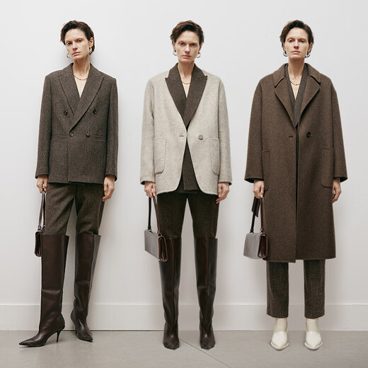 Mai Meng MM Mai Meng 23rd autumn and winter retro lapel collar H-shaped woolen suit jacket/pants for women 5EA211951 floral coffee bottoms 5EA253121 S