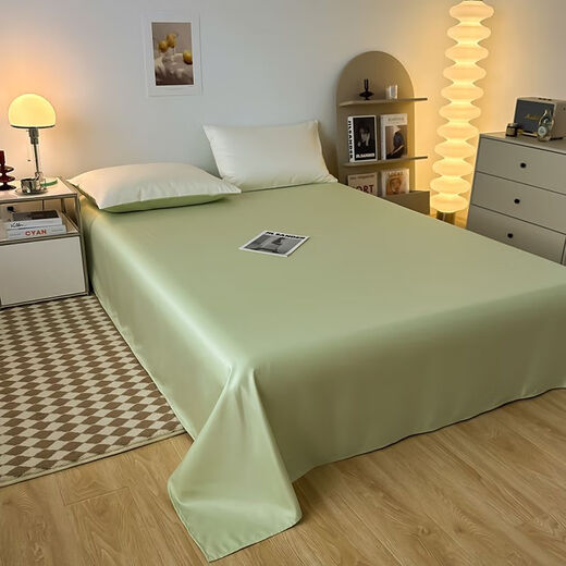 Shuxuan summer single solid color single and double 1.5m ice silk silky naked sleeping sheets student dormitory Rococo-silver gray 160x220cm single sheet