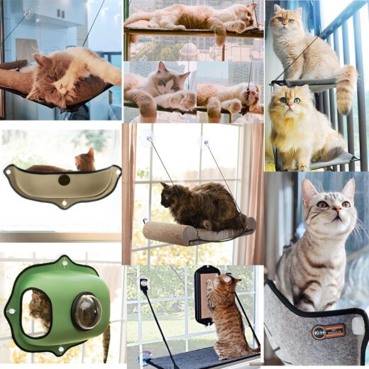 kh猫窝吊床床门挂五层猫房牢固透气窗台房子四季通用猫爬架躲避屋 红色半封闭窗台窝9194 通用