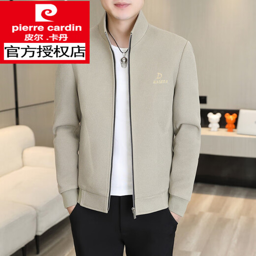 Pierre Cardin Jacket Herren Spring- und Herbst Trendy Herren-Freizeitjacke 2025 Neue Jugend Spring Windbreaker High-End-Revers-Lteel-Top Gray 695 XL etwa 120-135 Jin [Jin ist 0,5 kg]