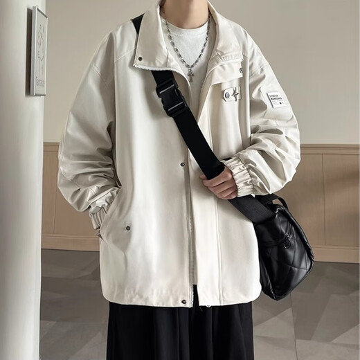 Yiran Presents Jacket Men's Spring and Autumn American Work Wear, Handsome Youth Casual Loose Lapel Loose Personality Versatile Men's Jacket Black XL Recommended 115-140 Jin Jin equals 0.5 kg