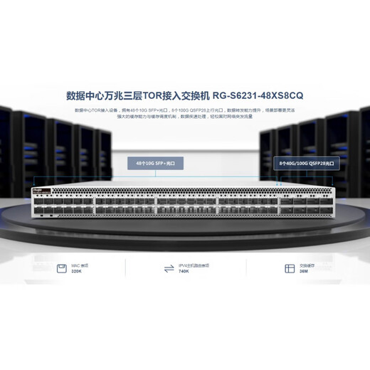 RG-S6231-48XS8CQ 锐捷48万兆三层数据中心TOR接入交换机100G上行 RG-S6231-48XS8CQ