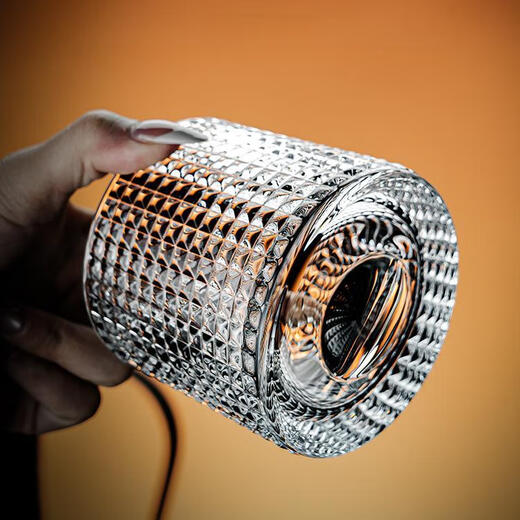 NOTICS whiskey cup household crystal wine cup light luxury high-end tumbler rotating glass beer cup with coaster cut flower + snowflake + diamond + water pattern 280ml 4 pieces