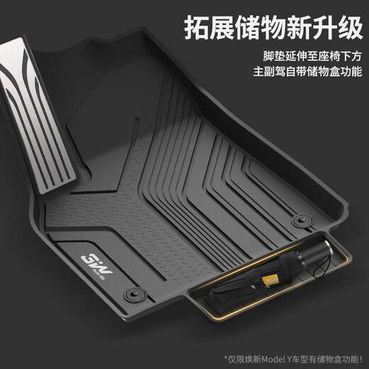 3W is suitable for Tesla's new version of Model Y special TPE car floor mats, 25 models, standard six-piece set
