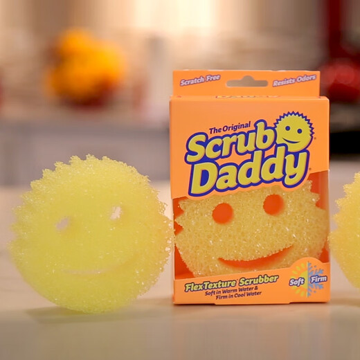 SCRUB DADDY dishwashing sponge imported from the United States smiley face cleaning scrubbing dish wiping scouring pad magic cleaning household rag single sided yellow 1 piece