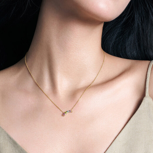 Chow Tai Fook ENZO Jungle Series 18K Gold Colorful Gemstone Necklace Set Chain Women EZV8967 Birthday Gift 40cm