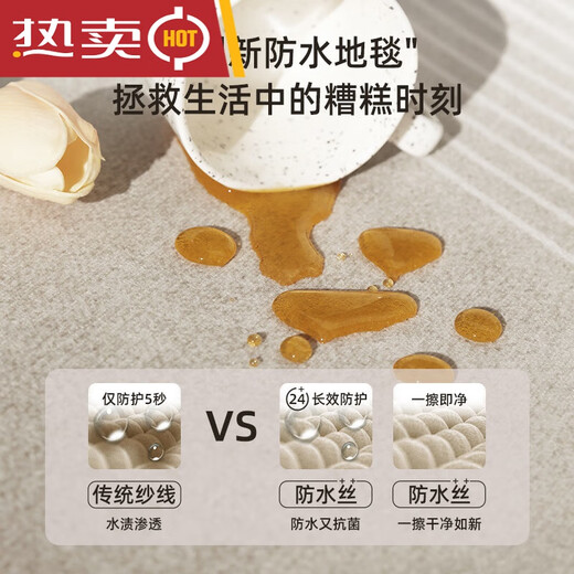 优观天津地毯客厅轻奢感大尺寸防水免洗可擦沙发茶几地毯大面积 拾温-15937 300*400cm[适合U型沙发]