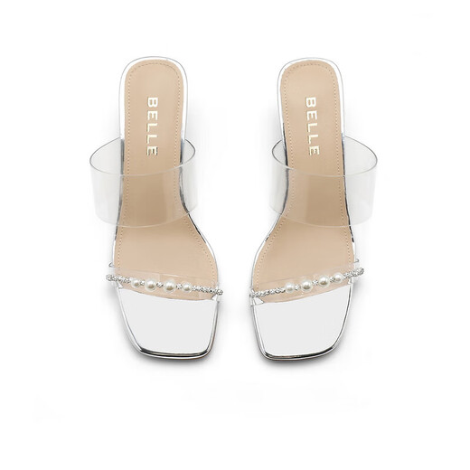 BELLE HEHE VERHALTUNG DICK FEHR FLIP-FLOPS FÜR Women transparente Gurtschuhe A9B1DBT4 Silber 36