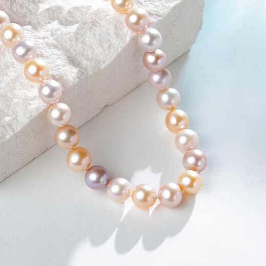 Tahitian freshwater pearl necklace 925 silver buckle head 8-9mm candy color near round bright pearl bead chain for my wife