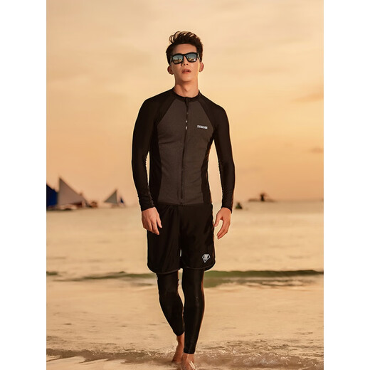 Shunhe Kangya Motorboat Quick Drying Suit Large Size Wetsuit Suit New Men's Wetsuit Split Long Sleeve Pants Sun Protection Quick Drying 2015 Men's Three-piece Swimming Cap L L