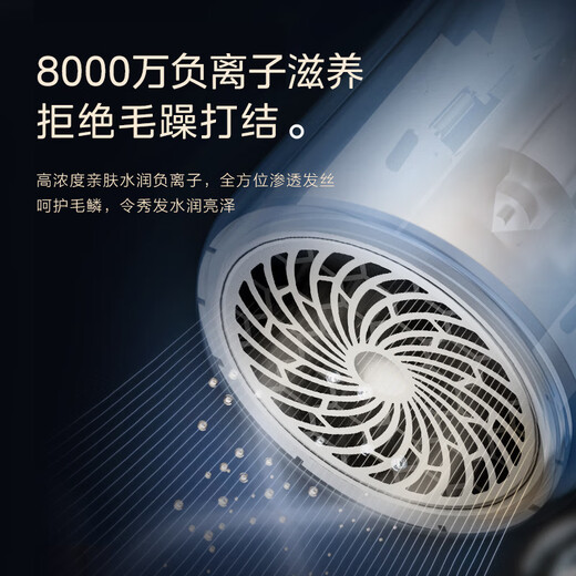Midea 80 Million Negative Ions Foldable Hair Dryer High Power Home Hair Care Hair Dryer Small Appliances National Subsidy Hair Dryer Holiday Gift FZ208-Deep Sea Blue