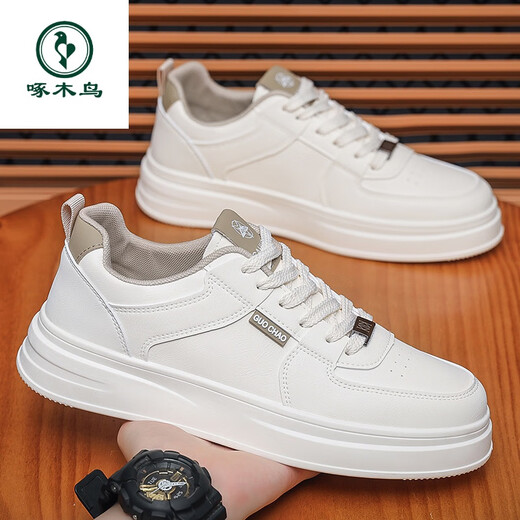 Specht 2025 Neue Herbst White Shoes Herren Atmungsschuhe Männer koreanischer Stil Schüler Vielseitige Sport- und Freizeitbrettschuhe weiß grau 16813 39 Standardcode