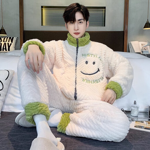 Yu Kemian (yukemian) Herren-Pyjamas Winter Teenager Koralle Velvet verdickter Student Pyjamas Herbst und Winter Flanell Home Clothing Set XQ-9934 L kleine Größe L hohe 160-165 Gewicht 90-100jin [Jin gleich 0,5 kg]