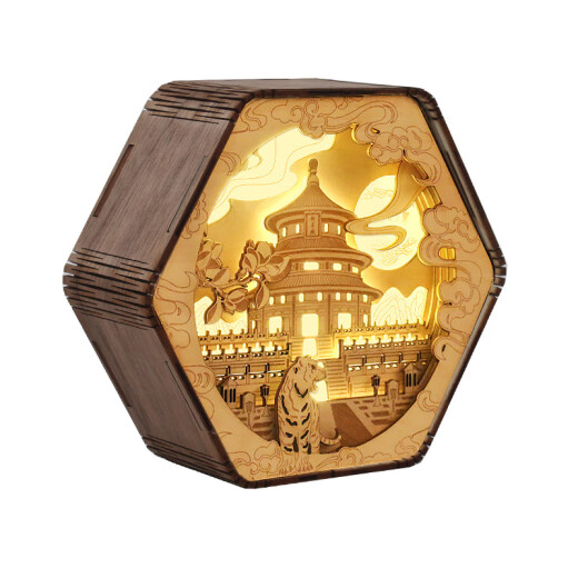 Mulangjun lamp creative gift retro cultural creative gift bedside 3D night light decorative ornaments table lamp paper carving lamp Dunhuang Feitian ordinary USB interface (without battery)