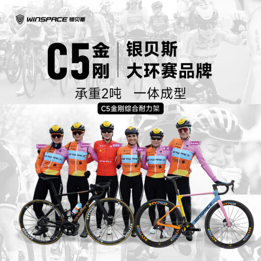 银贝斯WINSPACE C5金刚碳纤维公路自行车耐力车油压碟刹2024款公路车 荣耀 XS码435(建议身高150-163cm) 7170电变+一体把+HARD50碳轮