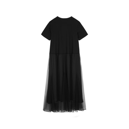 
Jiangnan Buyi (JNBY) [same style in the mall] 24 autumn and winter new dress with round neck A-shaped short sleeve temperament elegant 5O7G15780 001/This black S