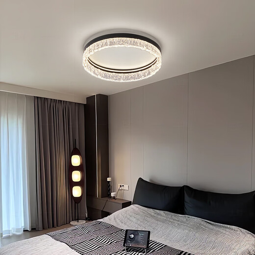 CLCEY master bedroom ceiling light modern simple and artistic room study light new light luxury creative lamp 1W 9866-full spectrum-black-diameter 40CM